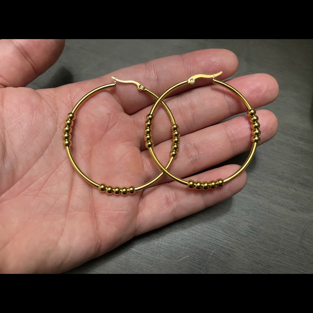 Gold Stainless Steel Hoop Earrings